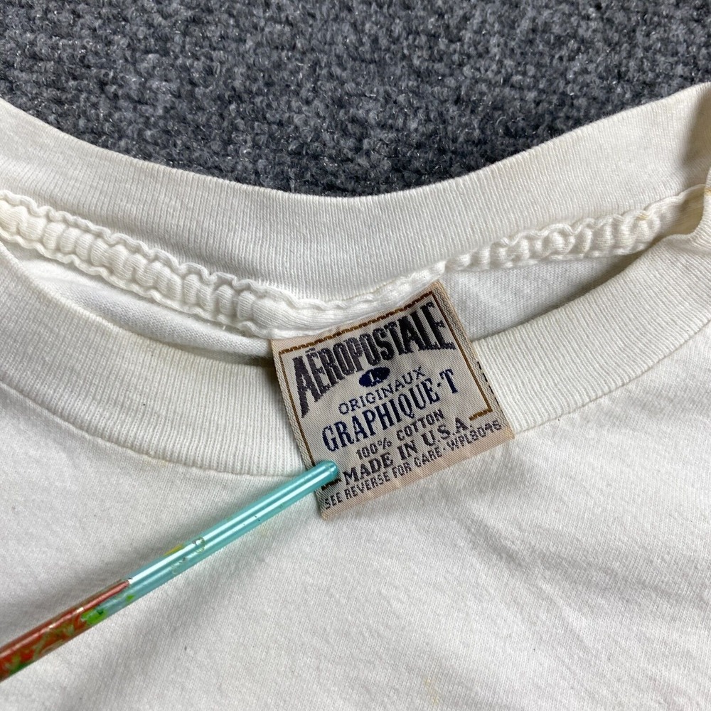 Vintage Aeropostale Shirt Men's Large White Graphic Crew Neck 100% Cotton USA - Picture 7 of 14